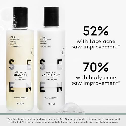 SEEN Travel Trio, Fragrance Free - Non-Comedogenic & Sulfate-Free Blow-Out Hair Cream, Shampoo & Conditioner Set- Reduces Frizz- Heat Protectant- Safe for Sensitive & Eczema Prone Skin